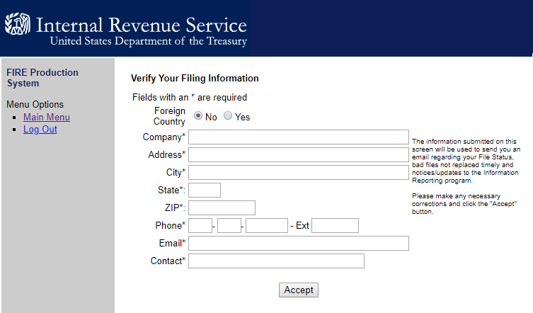 Verify Your Filing Information