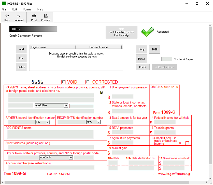 IRS Form 1099G Software 79 print, 289 eFile 1099G Software