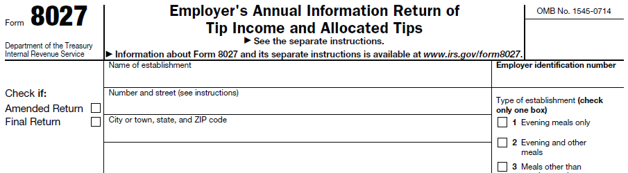 IRS Form 8027